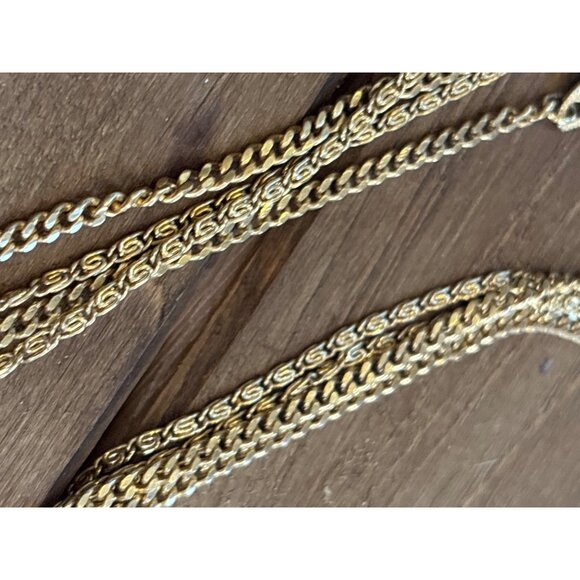 Vintage Gold-Tone Multi-Strand Chain Necklace With Decorative Clasp - Picture 6 of 13